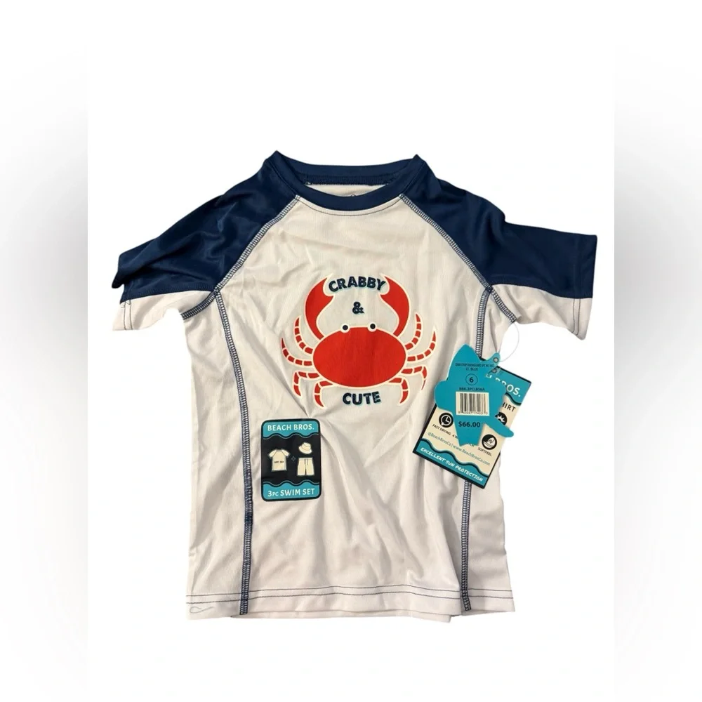 Beach Bros Boys 2 Piece Swim Set in Crab Theme| Size: 7